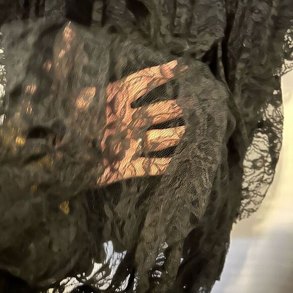 Whimsigoth witchy Dress Size 26W Black Sheer Floral Lace Overlay Halter Roamans - Picture 8 of 11